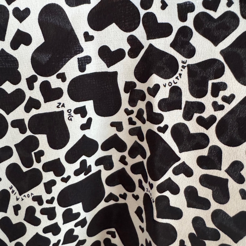 Zadig & Voltaire Black and White Heart Print Top size small - Picture 2 of 5